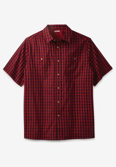 KingSize Mens Big /& Tall Short-Sleeve Plaid Sport Shirt